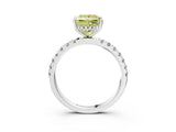 White gold Fancy Yellow Princess Cut Diamond Pave Band Solitaire Ring with Round  and Prong Setting_92