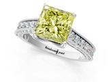 White gold Fancy Yellow Princess  Cut Diamond Pave Band with Four-Prong Setting_1