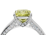 White gold Fancy Yellow Princess  Cut Diamond Pave Band with Four-Prong Setting_4