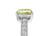 White gold Fancy Yellow Princess  Cut Diamond Pave Band with Four-Prong Setting_5