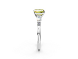 White gold Fancy Yellow Princess  Cut Diamond Ring with Baguette Side Stones, Channel Set Band, and Four-Prong Setting_2