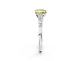 White gold Fancy Yellow Princess  Cut Diamond Ring with Baguette Side Stones, Channel Set Band, and Four-Prong Setting_38