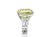 White gold Fancy Yellow Princess  Cut Diamond Ring with Baguette Side Stones, Channel Set Band, and Four-Prong Setting_5
