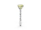 White gold Fancy Yellow Princess Cut Diamond Ring with Marquise and Round  Side Stones and Four-Prong Setting_31
