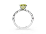 White gold Fancy Yellow Princess Cut Diamond Ring with Marquise and Round  Side Stones and Four-Prong Setting_32