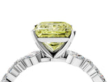 White gold Fancy Yellow Princess Cut Diamond Ring with Marquise and Round  Side Stones and Four-Prong Setting_33