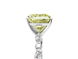 White gold Fancy Yellow Princess Cut Diamond Ring with Marquise and Round  Side Stones and Four-Prong Setting_34