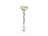 White gold Fancy Yellow Princess Cut Diamond Ring with Pavé Band and Floral Prong Setting_62