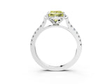 White gold Fancy Yellow Princess Cut Diamond Ring with Pavé Band and Floral Prong Setting_66