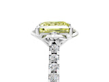 White gold Fancy Yellow Princess Cut Diamond Ring with Pavé Band and Floral Prong Setting_68