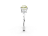 White gold Fancy Yellow Princess  Cut Diamond Ring with Tapered Baguette Side Stones in Four-Prong Setting_2
