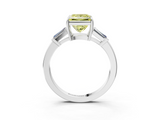 White gold Fancy Yellow Princess  Cut Diamond Ring with Tapered Baguette Side Stones in Four-Prong Setting_3