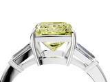 White gold Fancy Yellow Princess  Cut Diamond Ring with Tapered Baguette Side Stones in Four-Prong Setting_4