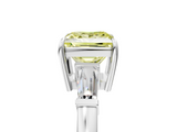 White gold Fancy Yellow Princess  Cut Diamond Ring with Tapered Baguette Side Stones in Four-Prong Setting_5