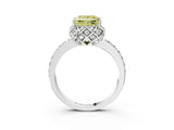White gold Fancy Yellow Princess Cut Diamond Scalloped Halo Engagement Ring with Round Shared Prong Band_16