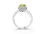White gold Fancy Yellow Princess Cut Diamond Scalloped Halo Engagement Ring with Round Shared Prong Band_22