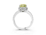 White gold Fancy Yellow Princess Cut Diamond Scalloped Halo Engagement Ring with Round Shared Prong Band_40