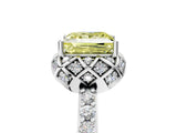 White gold Fancy Yellow Princess Cut Diamond Scalloped Halo Engagement Ring with Round Shared Prong Band_42