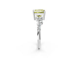 White gold Fancy Yellow Princess Cut Diamond Scattered Round Accent Ring with Prong Setting_15