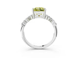 White gold Fancy Yellow Princess Cut Diamond Scattered Round Accent Ring with Prong Setting_16