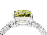 White gold Fancy Yellow Princess Cut Diamond Scattered Round Accent Ring with Prong Setting_17