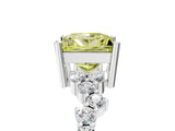 White gold Fancy Yellow Princess Cut Diamond Scattered Round Accent Ring with Prong Setting_18