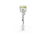 White gold Fancy Yellow Princess Cut Diamond Scattered Round Accent Ring with Prong Setting_27