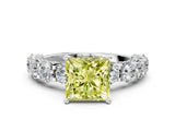 White gold Fancy Yellow Princess Cut Diamond Side Stone Engagement Ring with Four-Prong Setting_61