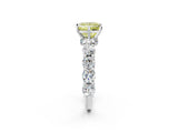 White gold Fancy Yellow Princess Cut Diamond Side Stone Engagement Ring with Four-Prong Setting_63