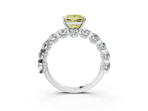 White gold Fancy Yellow Princess Cut Diamond Side Stone Engagement Ring with Four-Prong Setting_64
