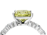 White gold Fancy Yellow Princess Cut Diamond Side Stone Solitaire Ring with Round  and Four-Prong Setting_28