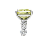White gold Fancy Yellow Princess Cut Diamond Side Stone Solitaire Ring with Round  and Four-Prong Setting_29