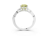 White gold Fancy Yellow Princess Cut Diamond Solitaire Celtic Knot Ring with Four-Prong Setting_44