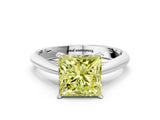 White gold Fancy Yellow Princess Cut Diamond Solitaire Engagement Ring with Cathedral Setting and Four-Prong Mount_13