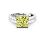 White gold Fancy Yellow Princess Cut Diamond Solitaire Engagement Ring with Cathedral Setting and Four-Prong Mount_26
