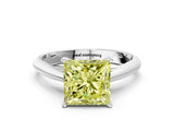 White gold Fancy Yellow Princess Cut Diamond Solitaire Engagement Ring with Cathedral Setting and Four-Prong Mount_53