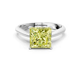 White gold Fancy Yellow Princess Cut Diamond Solitaire Engagement Ring with Cathedral Setting and Four-Prong Mount_92
