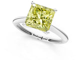 White gold Fancy Yellow Princess Cut Diamond Solitaire Engagement Ring with Classic Band and Four-Prong Setting_13