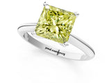 White gold Fancy Yellow Princess Cut Diamond Solitaire Engagement Ring with Classic Band and Four-Prong Setting_30