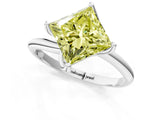 White gold Fancy Yellow Princess Cut Diamond Solitaire Engagement Ring with Four-Prong Setting and Classic Band_21