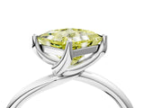White gold Fancy Yellow Princess Cut Diamond Solitaire Engagement Ring with Four-Prong Setting and Classic Band_24
