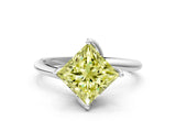 White gold Fancy Yellow Princess Cut Diamond Solitaire Engagement Ring with Four-Prong Setting and Classic Band_32