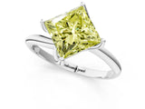 White gold Fancy Yellow Princess Cut Diamond Solitaire Engagement Ring with Four-Prong Setting and Classic Band_33