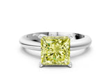 White gold Fancy Yellow Princess Cut Diamond Solitaire Engagement Ring with Round Band and Four-Prong Setting_119
