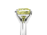 White gold Fancy Yellow Princess Cut Diamond Solitaire Engagement Ring with Round Band and Four-Prong Setting_124