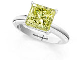 White gold Fancy Yellow Princess Cut Diamond Solitaire Engagement Ring with Round Band and Four-Prong Setting_126