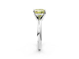 White gold Fancy Yellow Princess Cut Diamond Solitaire Engagement Ring with Round Band and Four-Prong Setting_127