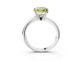 White gold Fancy Yellow Princess Cut Diamond Solitaire Engagement Ring with Round Band and Four-Prong Setting_128