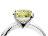 White gold Fancy Yellow Princess Cut Diamond Solitaire Engagement Ring with Round Band and Four-Prong Setting_129