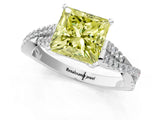 White gold Fancy Yellow Princess Cut Diamond Solitaire Engagement Ring with Twisted Pavé Band and Four-Prong Setting_81
